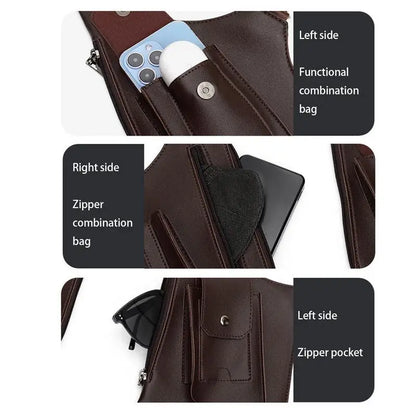 Anti-Theft Double Shoulder Underarm Bag - PU Leather Multi-Pocket Wallet Holster for Mobile Phones and Small Essentials