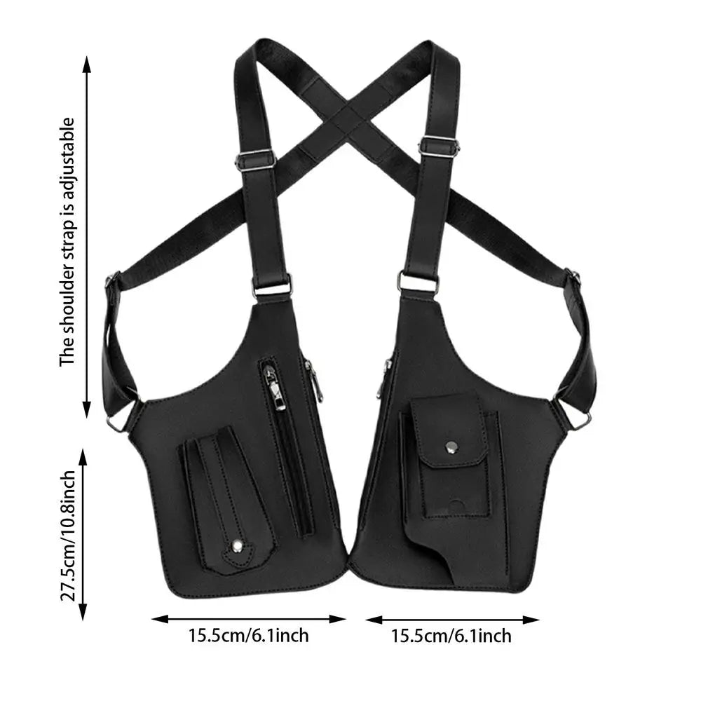 Anti-Theft Double Shoulder Underarm Bag - PU Leather Multi-Pocket Wallet Holster for Mobile Phones and Small Essentials