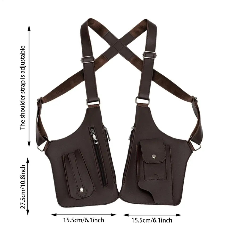 Anti-Theft Double Shoulder Underarm Bag - PU Leather Multi-Pocket Wallet Holster for Mobile Phones and Small Essentials