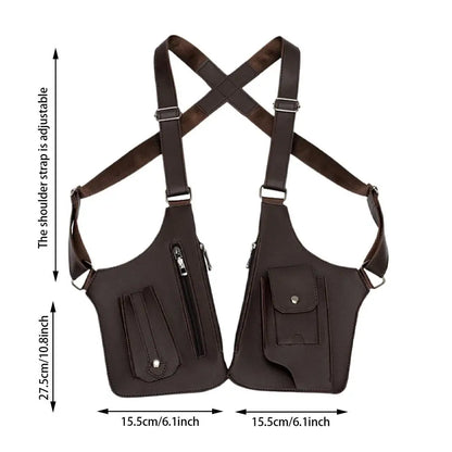 Anti-Theft Double Shoulder Underarm Bag - PU Leather Multi-Pocket Wallet Holster for Mobile Phones and Small Essentials